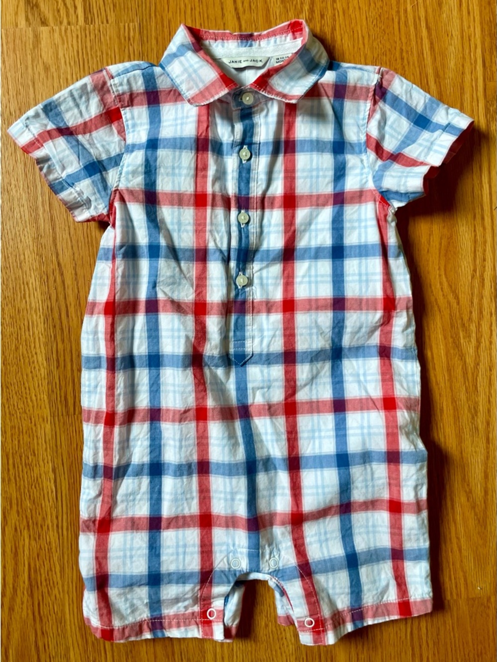 Janie and Jack Resort plaid shorts romper summer/Spring 18-24